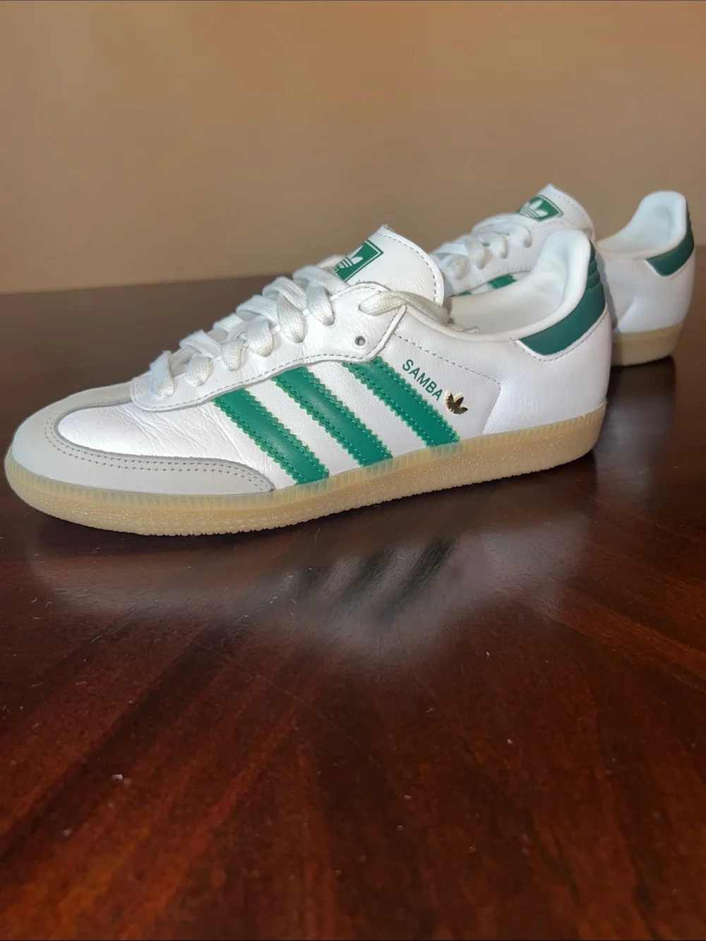Adidas OG  Samba Classic Sneakers — White with Green Stripes